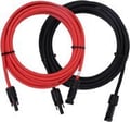 Red and black solar panel connector cables.